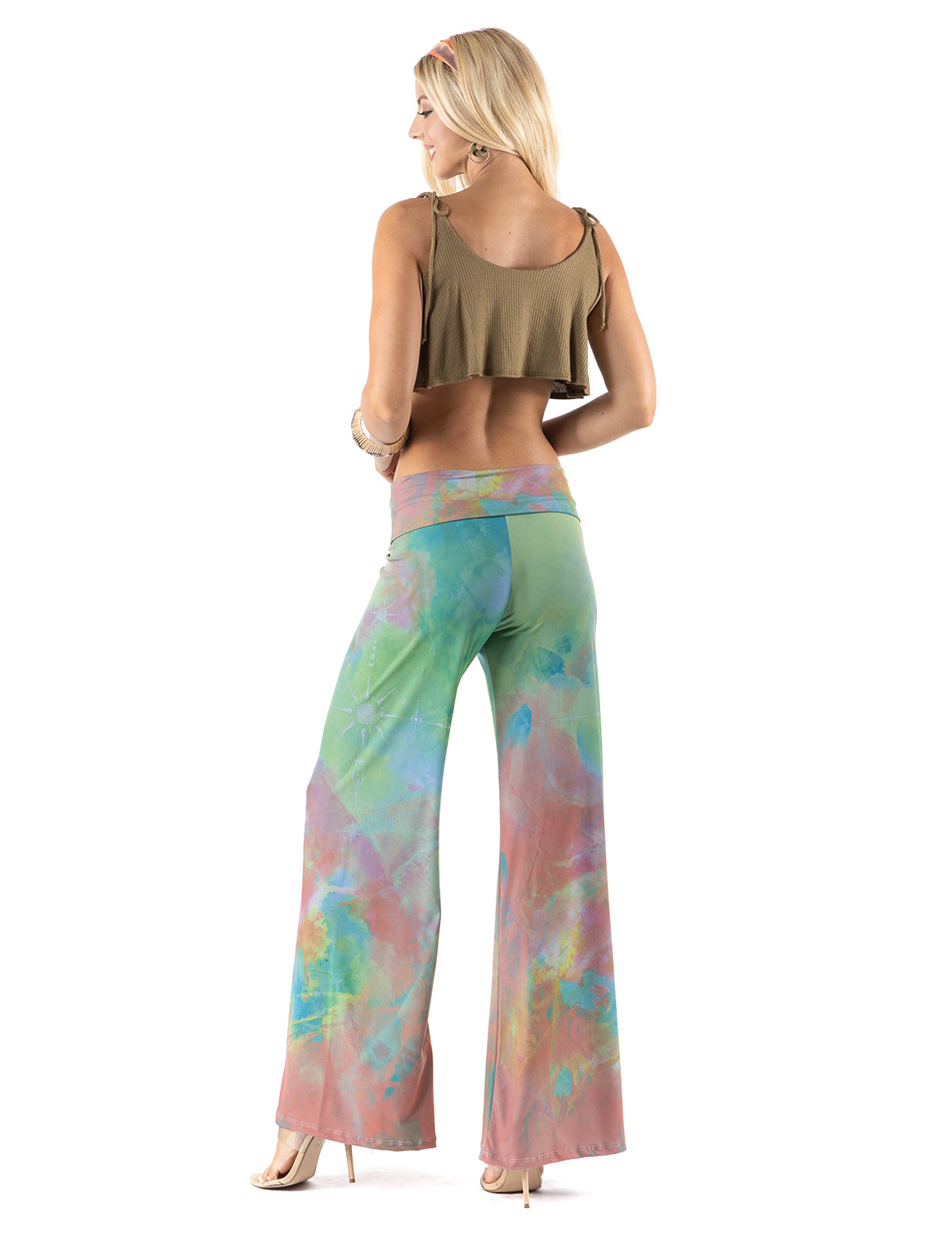 Multicolor Watercolor Print High waist Palazzo Pants