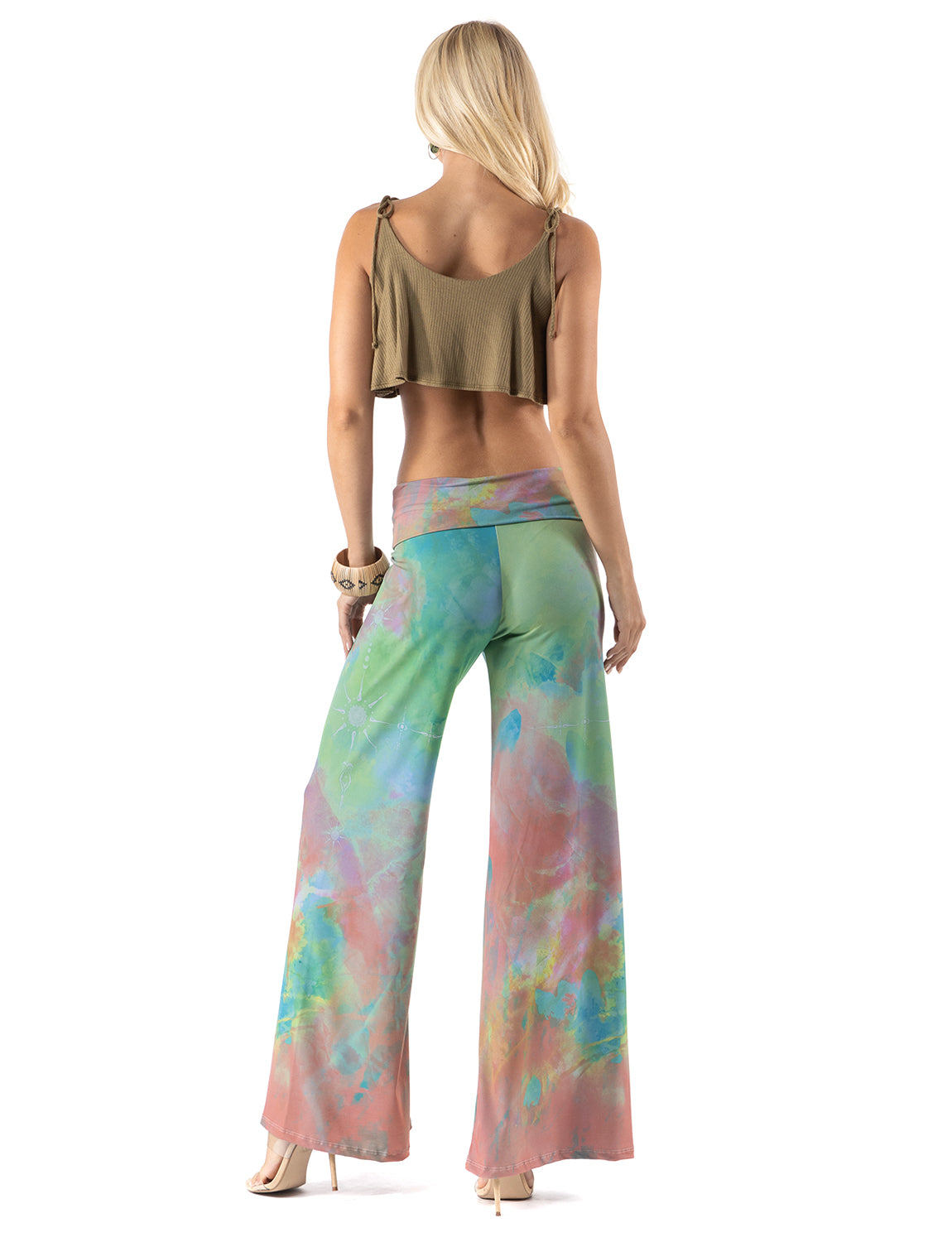 Multicolor Watercolor Print High waist Palazzo Pants