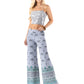 Blue Elephant Paisley Print High Waist Palazzo Pants