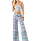 Blue Elephant Paisley Print High Waist Palazzo Pants