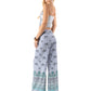 Blue Elephant Paisley Print High Waist Palazzo Pants