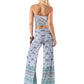 Blue Elephant Paisley Print High Waist Palazzo Pants
