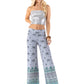 Blue Elephant Paisley Print High Waist Palazzo Pants