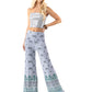 Blue Elephant Paisley Print High Waist Palazzo Pants