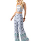 Blue Elephant Paisley Print High Waist Palazzo Pants