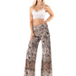 Tan Vintage Floral Print  High Waist Palazzo Pants