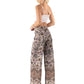 Tan Vintage Floral Print  High Waist Palazzo Pants