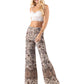 Tan Vintage Floral Print  High Waist Palazzo Pants