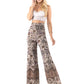 Tan Vintage Floral Print  High Waist Palazzo Pants