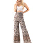 Tan Vintage Floral Print  High Waist Palazzo Pants