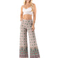 Tan & Green Floral High Waist Palazzo Pants