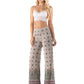 Tan & Green Floral High Waist Palazzo Pants