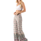 Tan & Green Floral High Waist Palazzo Pants