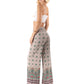 Tan & Green Floral High Waist Palazzo Pants