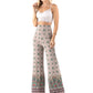 Tan & Green Floral High Waist Palazzo Pants