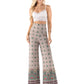 Tan & Green Floral High Waist Palazzo Pants