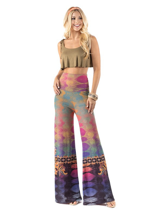 Multicolored Abstract High Waist Palazzo Pants