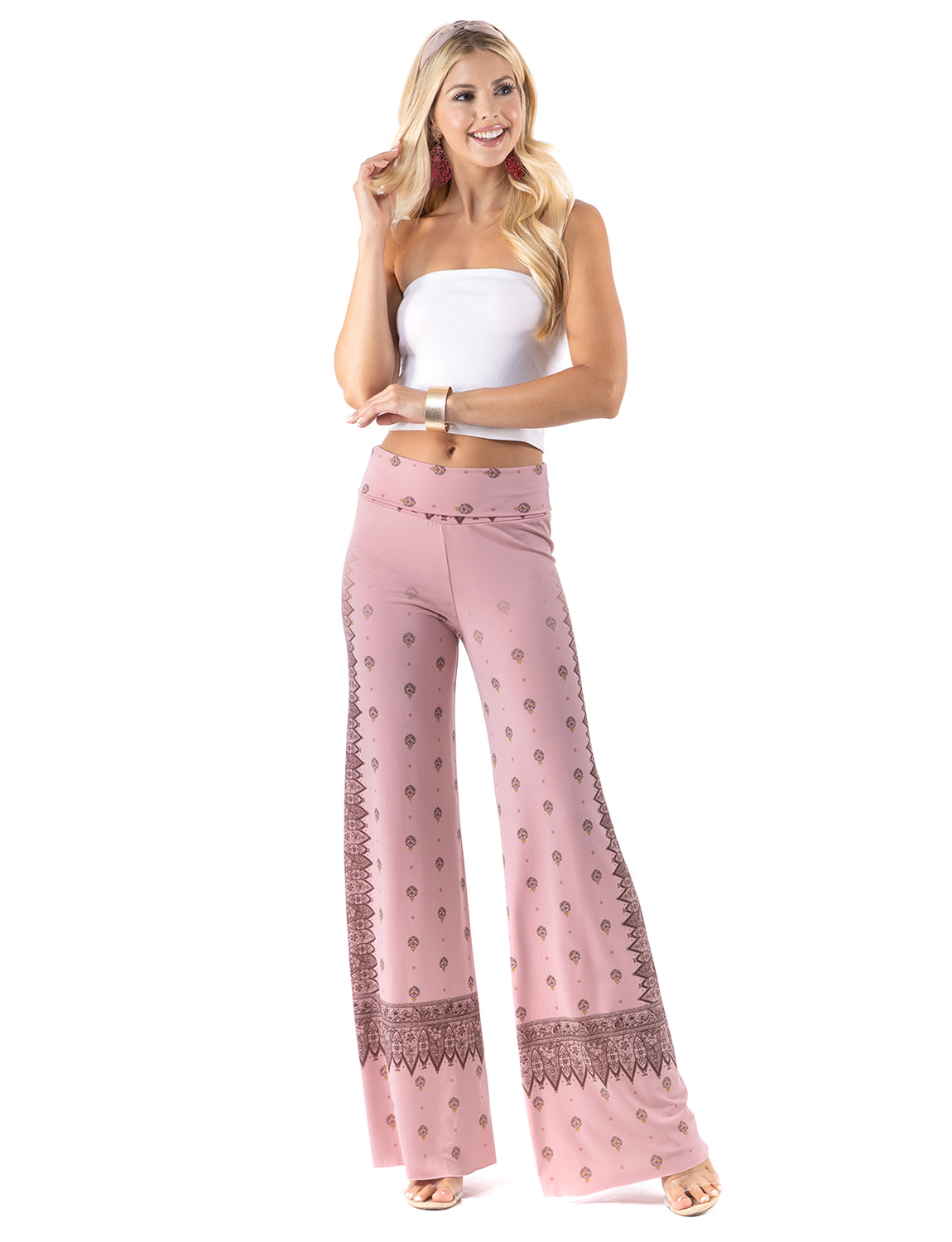 Pink Vintage Paisley Regular & Plus Palazzo Pants
