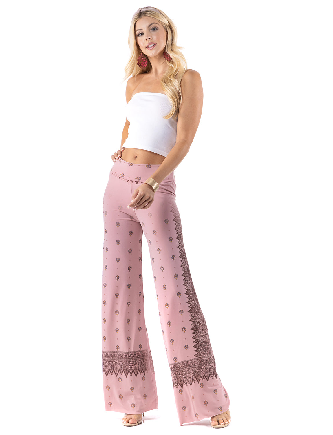 Pink Vintage Paisley Regular & Plus Palazzo Pants