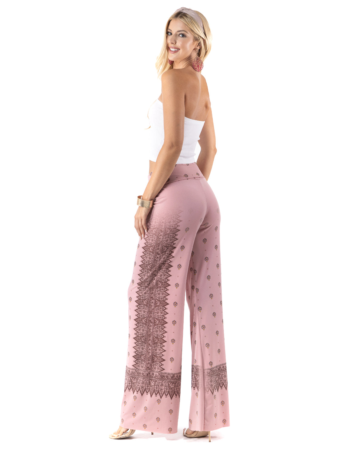 Pink Vintage Paisley Regular & Plus Palazzo Pants