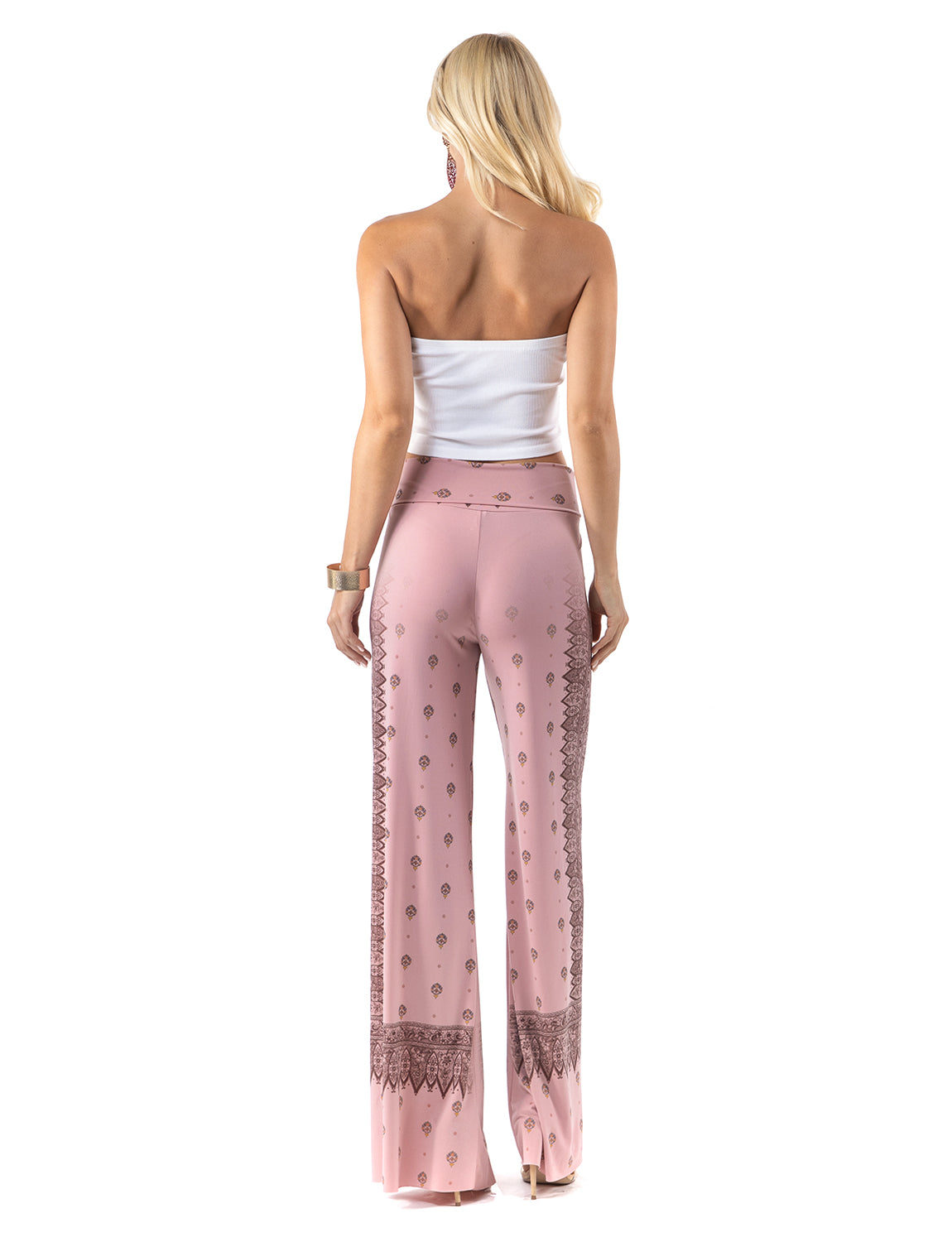 Pink Vintage Paisley Regular & Plus Palazzo Pants