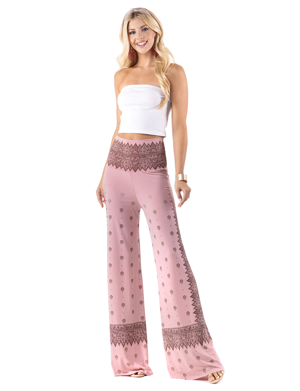 Pink Vintage Paisley Regular & Plus Palazzo Pants