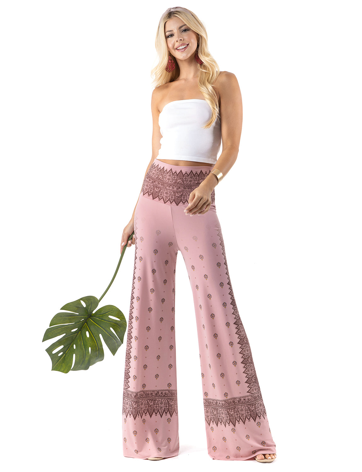 Pink Vintage Paisley Regular & Plus Palazzo Pants