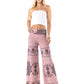 Pink Large Geometric Floral High Waist Palazzo Pants
