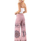 Pink Large Geometric Floral High Waist Palazzo Pants