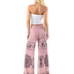 Pink Large Geometric Floral High Waist Palazzo Pants