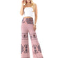 Pink Large Geometric Floral High Waist Palazzo Pants