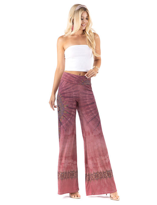 Deep lavender Tie Dye High Waist Palazzo Pants