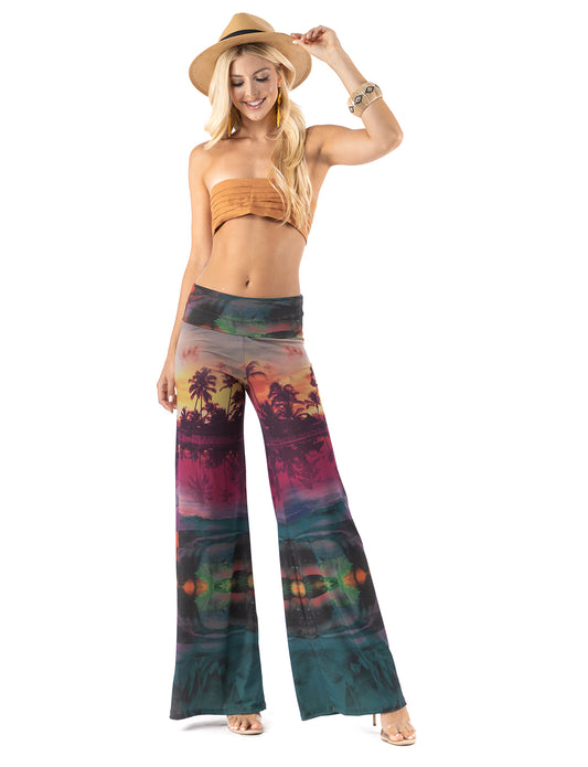 Multicolor Sunset High Waist Palazzo Pants