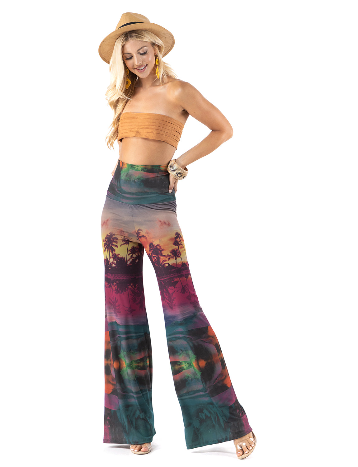 Multicolor Sunset High Waist Palazzo Pants