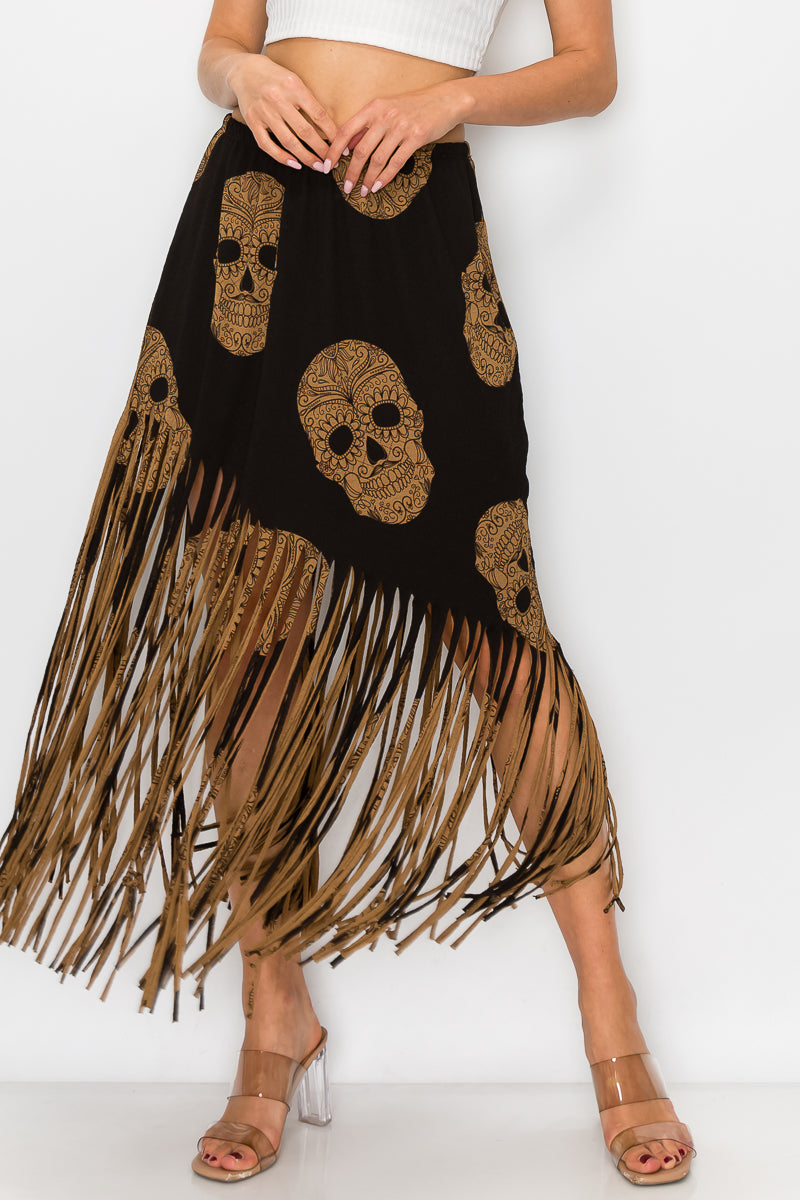 Asymmetric Women Fringe Skirt