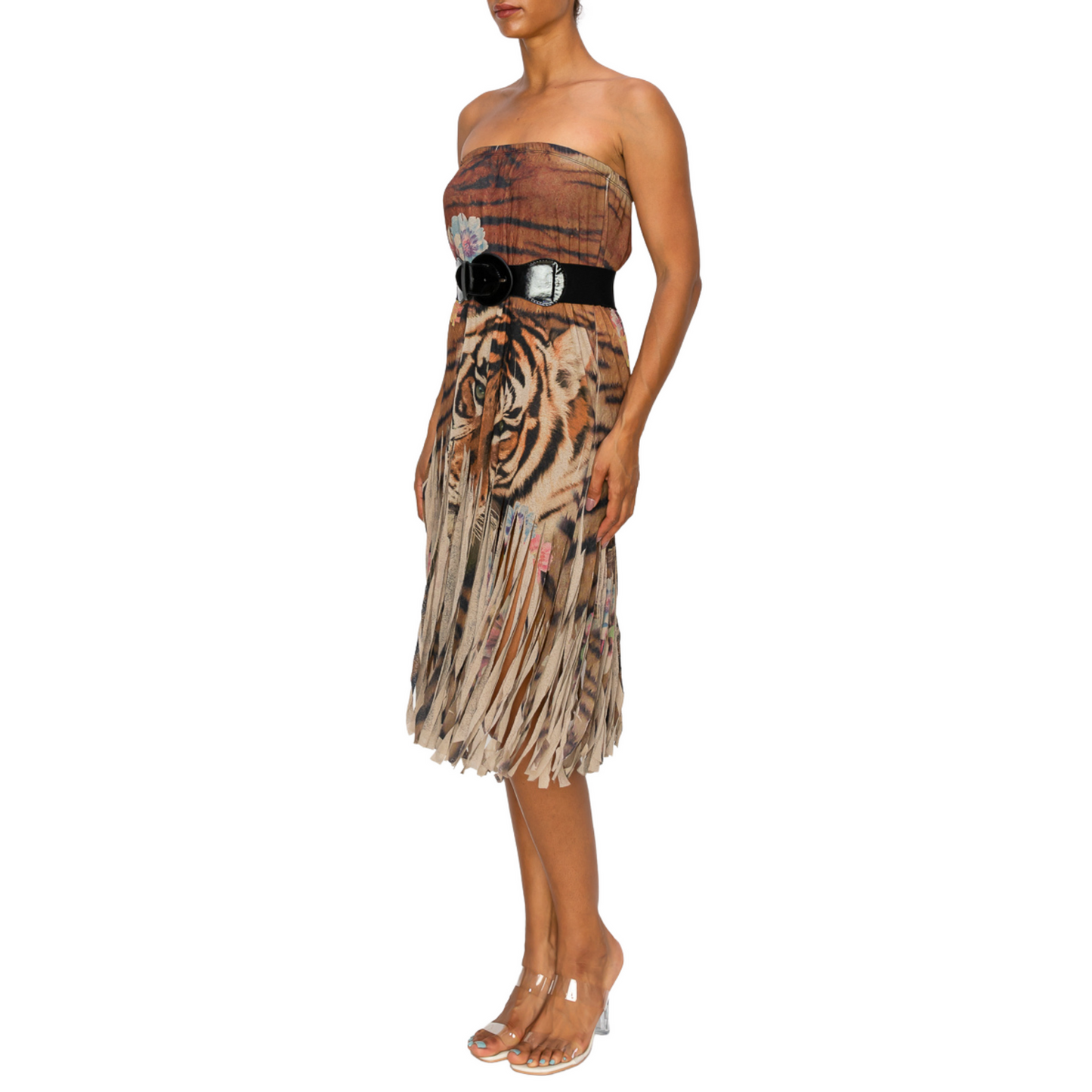 Sublimation print Fringe Skirt with Mocha Tiger