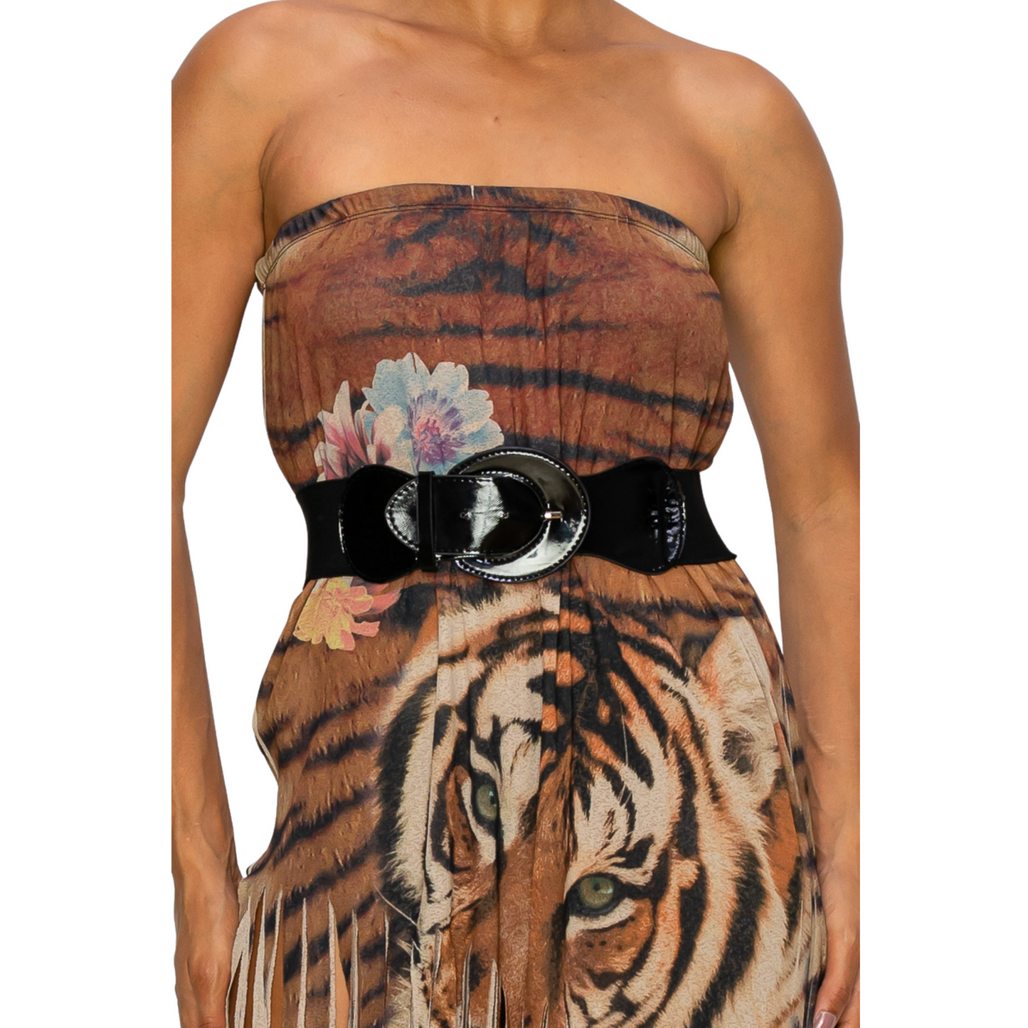 Sublimation print Fringe Skirt with Mocha Tiger