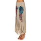 Sublimation Mocha Wing Print Fringe Skirt