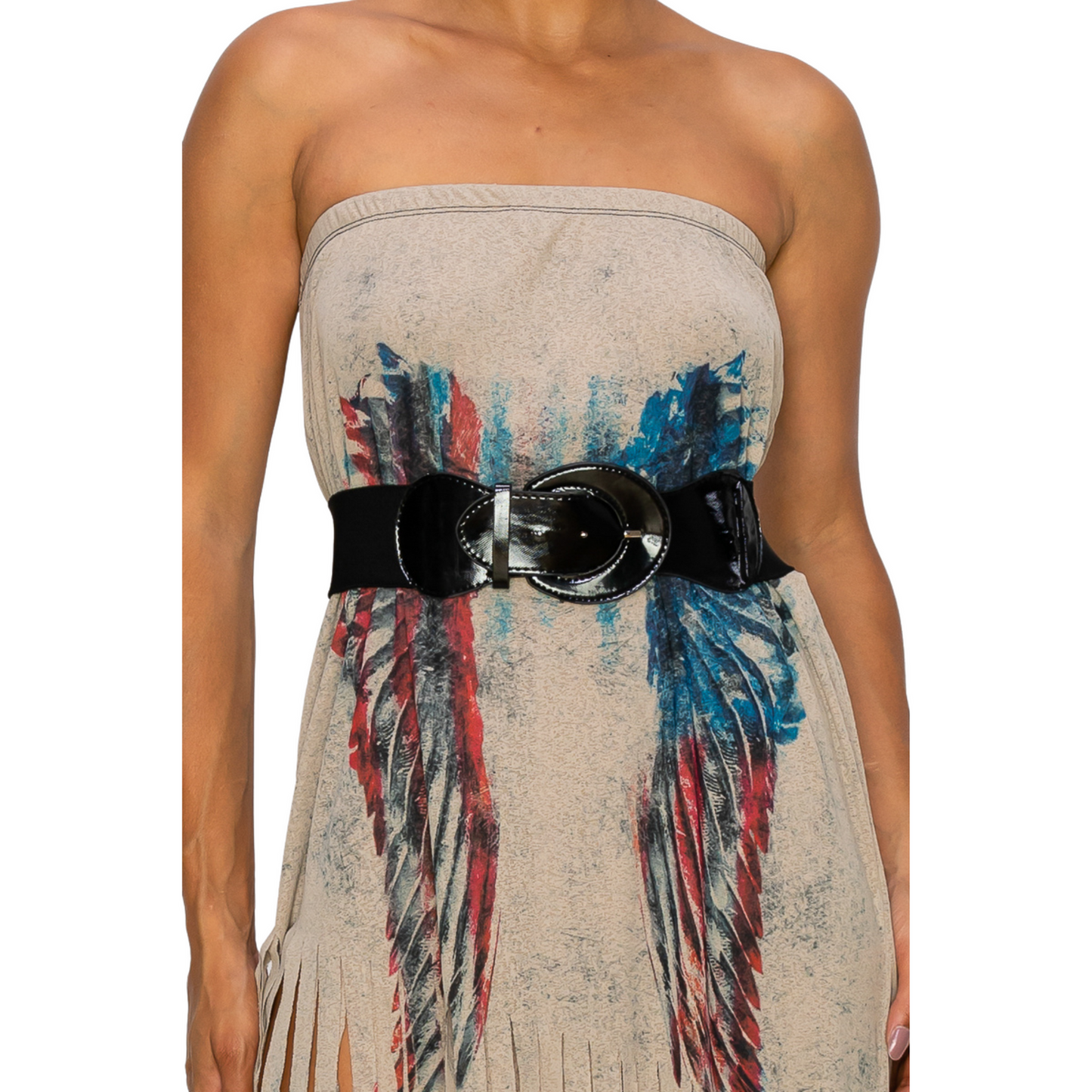 Sublimation Mocha Wing Print Fringe Skirt