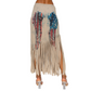 Sublimation Mocha Wing Print Fringe Skirt
