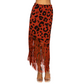 Women Fringe Skirt - Sublimation Rust Leopard Printed