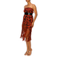 Women Fringe Skirt - Sublimation Rust Leopard Printed
