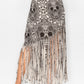 Sublimation Skull Printed Elastic Waist Fringe Skirt